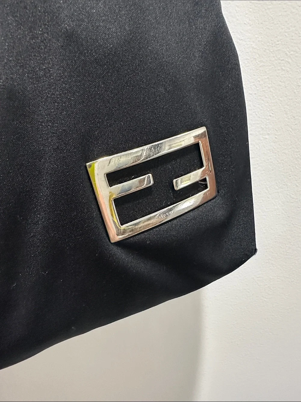 Fendi 90s Y2K Neoprene Hobo Shoulder Bag with Silver Accent AUTH